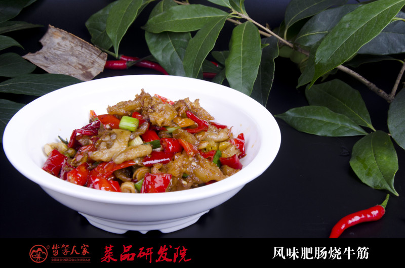 风味肥肠烧牛筋